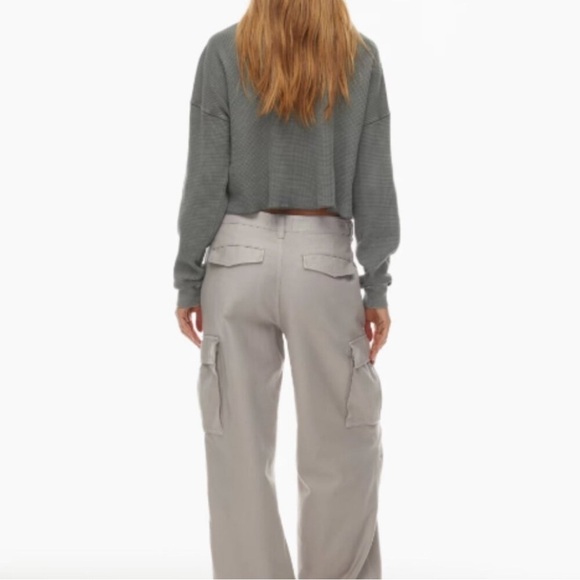 Aritzia TNA Supply Cargo Pants 8 Mid-Rise Adjustable Cotton Multi Pockets Beige - Picture 2 of 14